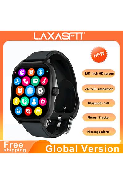 LAXASFIT Black 2024 New Fashion Voice Call Smart Watch Sports Fitness Waterproof Heart Rate