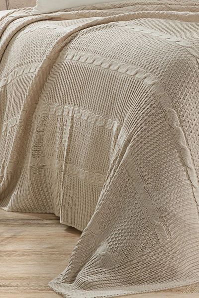 DOUX HOME Sindy Knitwear Bedspread Single 180 X 230 cm (Stone)