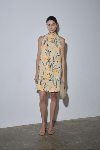 Suud Collection Πολύχρωμο φόρεμα Sasha Halter με λαιμόκοψη