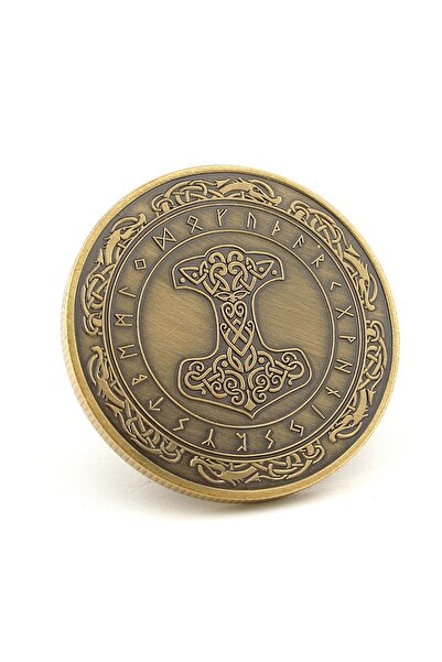 Solfera İskandinav Thor Çekici Mitolojik Mjolnir Koleksiyon Metal Şans Hatıra Parası CP044