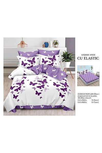 CHIRASO CHIRASO Finet Bedding Set, 6 Pieces, Double Bed, Sheet 180x200, Duvet Cover 200x230, 4 Pillowcases
