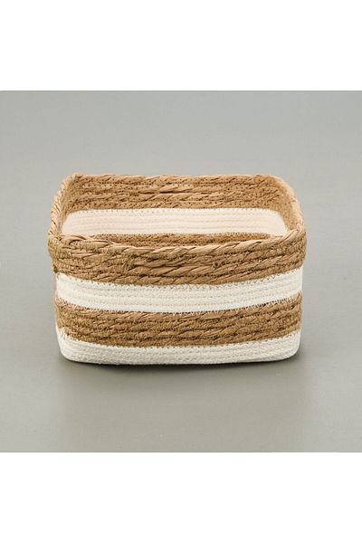 ASPARTAM Boho Style Paper Rope Basket - Beige / White - 22X22X12 cm