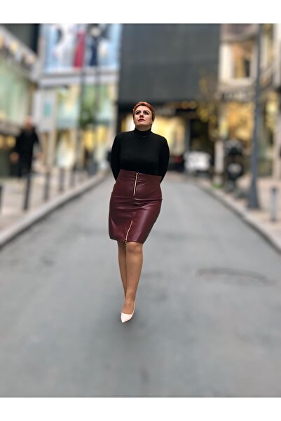 wisteriA FERMUARLI DERİ MİNİ ETEK