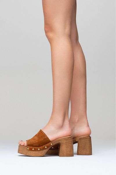PASSAGE SHOES Women's Genuine Leather Clogs Slippers 6318 Taba Suede