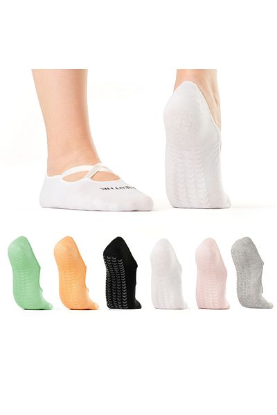 Balanced Yoga Stuff Set of 6 Anti-Slip Cotton Pilates Socks