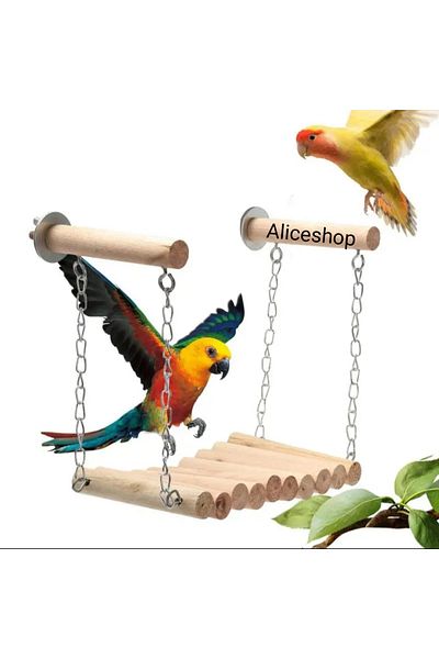 aliceshop Natural Wooden Swing with Screwed Trench