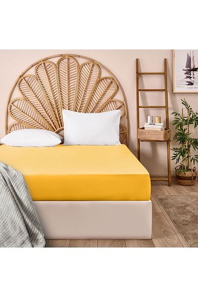 ASPARTAM Double Flat Edge Sheet - Yellow - 240X260 cm