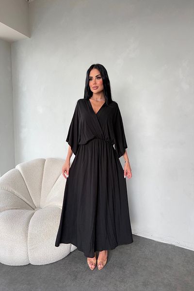 LİLA İSTANBUL Double Breasted Collar Bat Sleeve Oversize Summer Dress
