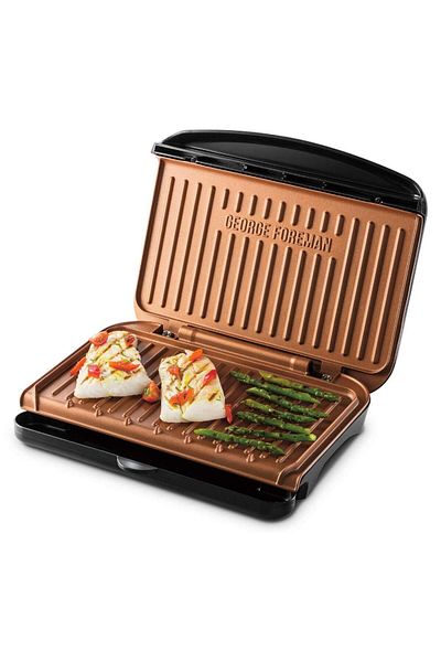 George Foreman Gratar electric George Foreman Fit Copper Medium 25811-56, 1630 W, Incalzire rapida, Negru/Cupru