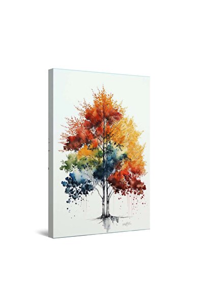 startonight Tablou DualView Startonight Acuarela Copac Rosu-Portocaliu, lumin...