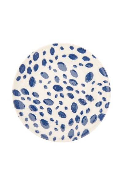 MATMEL Porcelain Lido Polka Dot Cake Plate - Blue - 19 cm