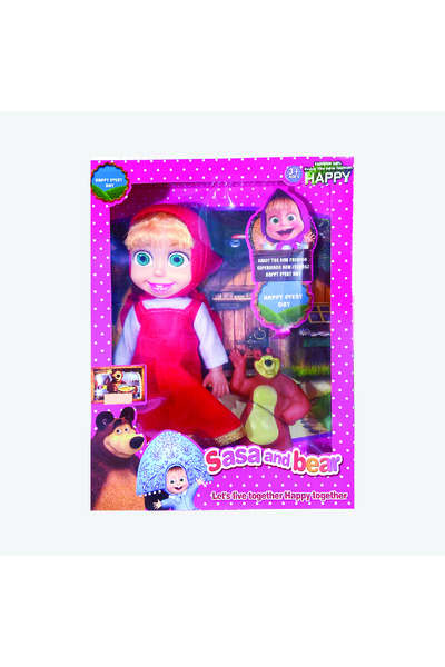 rexa مجموعة دمى ساسا والدب التفاعلية - دمية ماشا المتكلمة مع الصوت والموسيقى