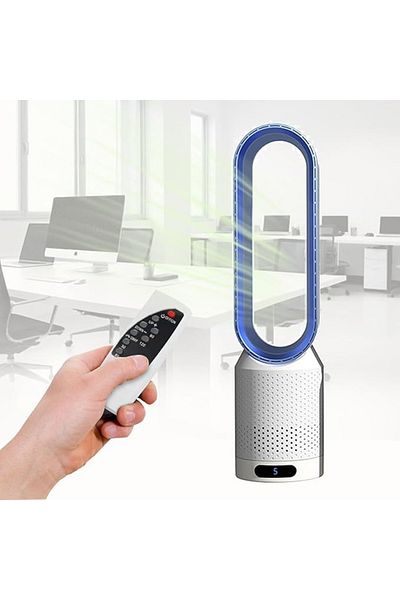 FOXMAG24 Electric fan, bladeless, with 8 speeds, remote control, dimensions 58x14.5 cm, white
