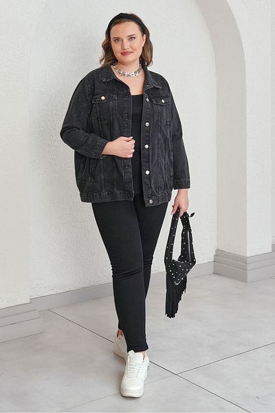 Büyük Moda Stone Detailed Denim Jacket