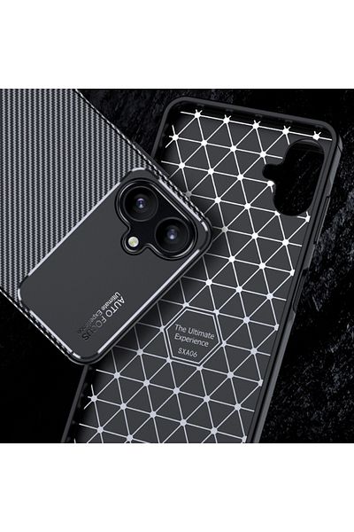 SKYDDAR INNOVATION Case for Samsung Galaxy A06, CarbonFiber, Anti-shock, Black, set with sticker