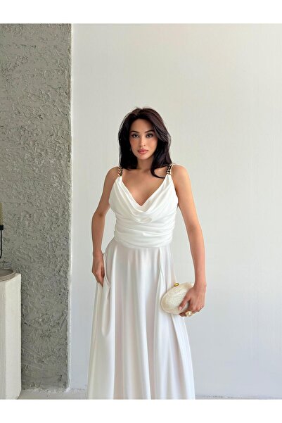 Serica Moda Βραδινό φόρεμα με λευκό λουράκι στήθους