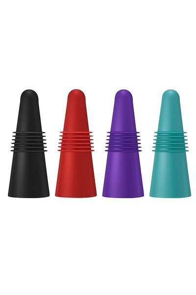 Dreamark Set of 4 Dreamark wine bottle stoppers, silicone, multicolor, 2.5 x 6.5 cm