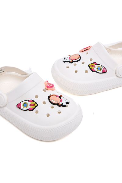 R&B Cream Jibbitz Slingback Clogs