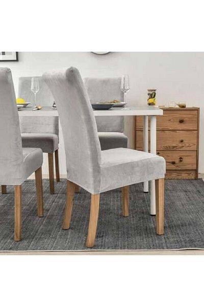 SMARTECH Universal Chair Cover, Velvet Material, Washable, Non-Slip Elastic Strap, Gray