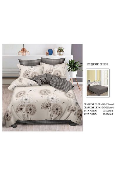 CHIRASO CHIRASO Finet Bedding Set, 6 Pieces, 2 Persons, Sheet 240x250, Quilt 200x230, 4 Pillowcases, Print