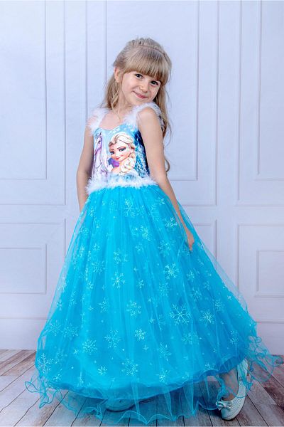 Buse&Eylül Bebe Rochie de petrecere pentru fete cu roți lungi albastre