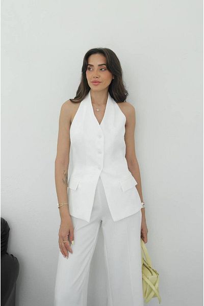 Castivo Fashion Halter Neck Button Suit