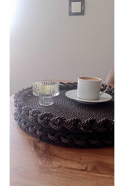 Egindra Smoked Anthracite Gray 30 cm Wicker Tray Decorative Tray, Bathroom, Home, Decor Presentation/Promises Engagement Groom Tray