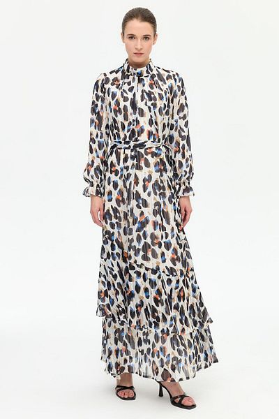 Esswaap Stain Patterned Empirime Dress Ecru
