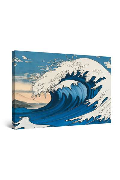 startonight Tablou DualView Startonight Abstracta Plaja si Val Alb-Albastru, luminos in intuneric, 60 x 90 cm