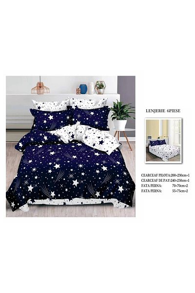 CHIRASO CHIRASO Finet Bedding Set, 6 Pieces, Sheet 240x250, Quilt 200x230, 4 Pillowcases, Print