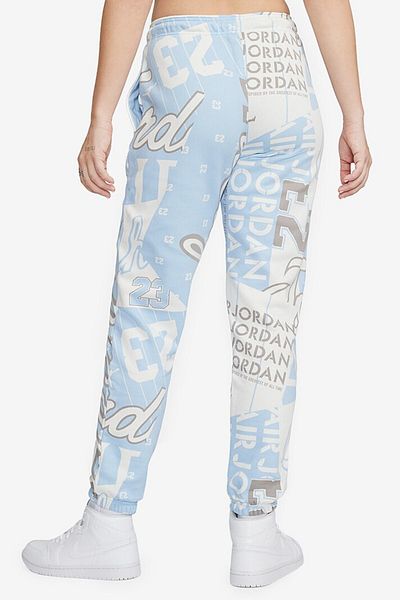 Nike Jordan Fleece Allover Printed Loose Fit Pants Women's Loose Cut Sweatpants Blue