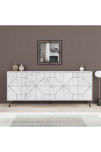 Mourah Home Dune Console 181 – Modern 6-Door Sideboard with Elevated Legs, Storage for Living, Dining & Hallway