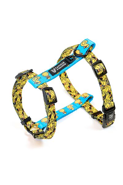 Famous Frenchie Dog harness, adjustable, Famous Frenchie, Yellow Duck Mafia, universal size