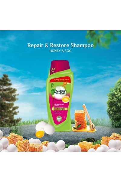 Vatika Naturals Vatika Repair & Restore Shampoo with Egg & Honey 700ml – Nourishes, Strengthens, Repairs Hair