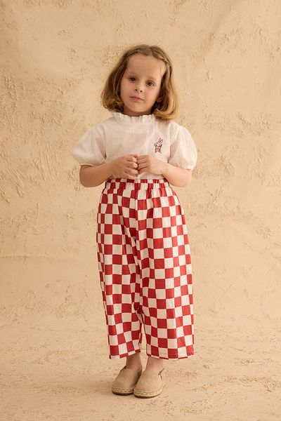 Fahhar Kids Checkerboard Pattern Baggy Trousers Red