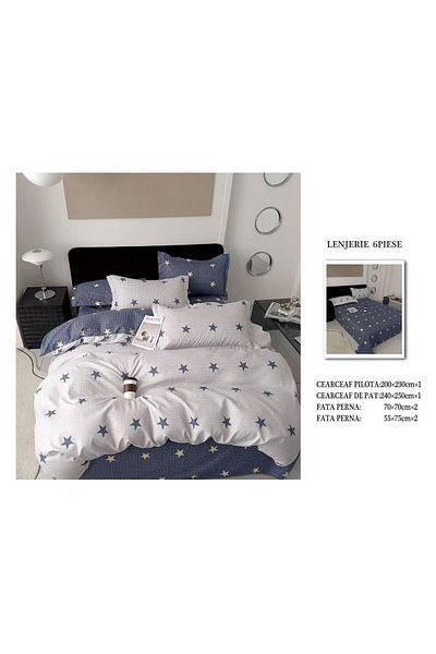 chiraso CHIRASO Finet Bedding Set, 6 Pieces, 2 Persons, Sheet 240x250, Quilt 200x230, 4 Pillowcases, Print