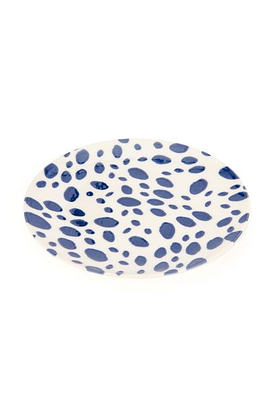 MATMEL Porcelain Lido Polka Dot Cake Plate - Blue - 19 cm