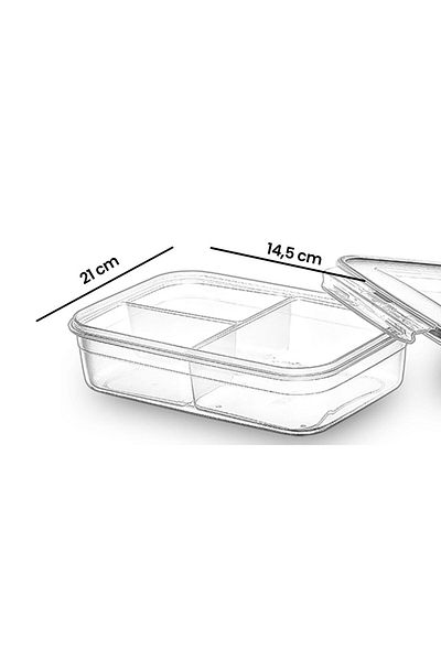 ASPARTAM Fresh Box Rectangular 3 Compartment Storage Container - 1000 ml