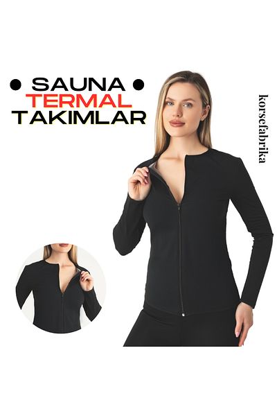 korsefabrika trend mood store LONG SLEEVE ZIPPERED SAUNA-THERMAL TOP and LEGGING SET