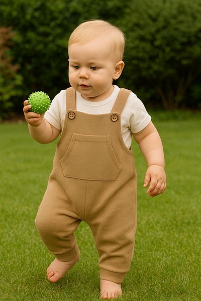 Nimini Kids Wooden Button Detailed Cotton Salopet (Sizes 3-36 Months)