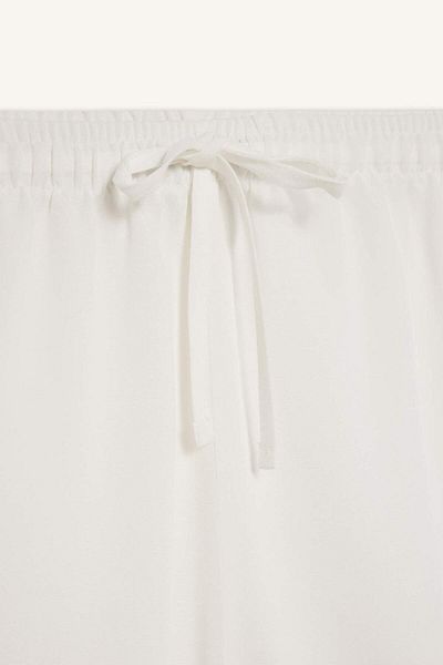 DeFacto Regular Stretchy Waisted Pockets Linen Blend White Shorts F3181Ax25Sm