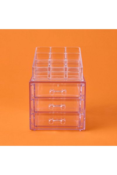 ASPARTAM 3 Drawers Jewelry and Makeup Organizer - Transparent - 15X13X18 cm