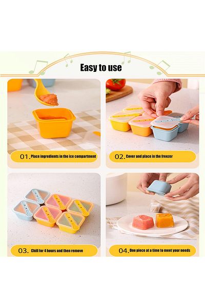SAIBANGZI Set of 6 ice cube trays with lids SAIBANGZI, PP, yellow/blue, 5.8 x 5.8 x 4.5 cm