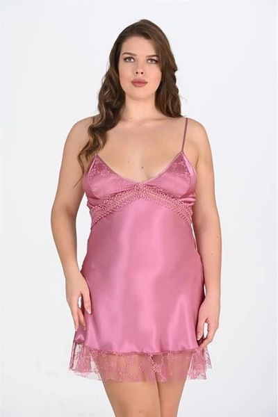 PRATİKOBA Plus Size Dried Rose Nightgown