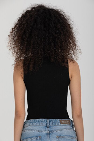 İLKCET MODA Βασικό μαύρο αμάνικο Crop γυναικείο πλεκτό