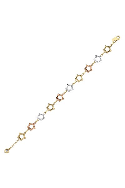 Koçak 14 Ayar Üç Renkli Yıldız Tasarım Altın Bileklik