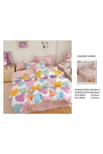 CHIRASO CHIRASO Finet Bedding Set, 6 Pieces, 2 Persons, Sheet 240x250, Quilt 200x230, 4 Pillowcases, Print