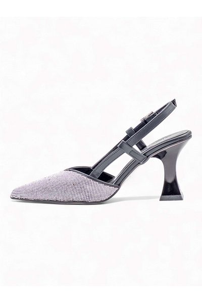 WHİTE ANGEL White Angel Stone Goblet Heeled Evening Dress Silver