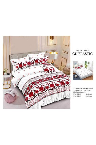 CHIRASO CHIRASO Finet Bedding Set, 6 Pieces, Double Bed, Sheet 180x200, Duvet Cover 200x230, 4 Pillowcases