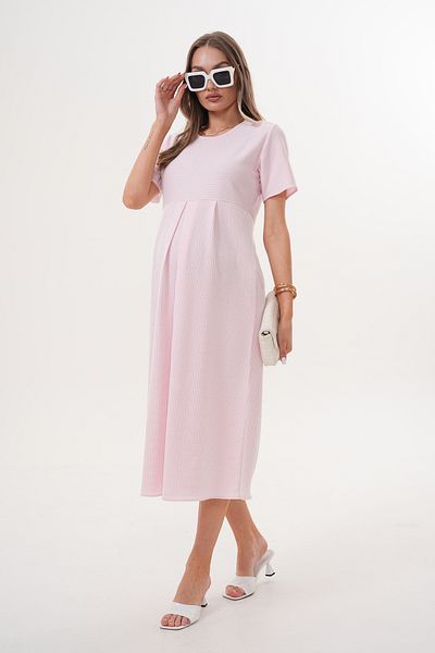 Miss Dünya Lissa Striped Maternity and Maternity Short Sleeve Long Dress